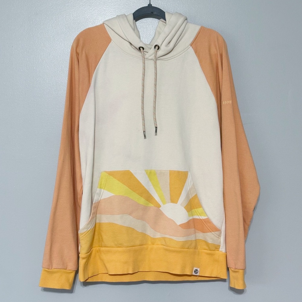 Happy Earth Sunburst Hoodie Organic Cotton Fleece‎ Lined Size Medium